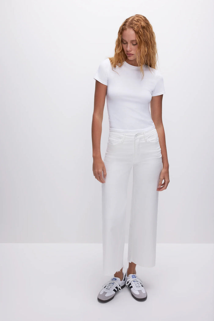 Good American GOOD WAIST CROPPED PALAZZO JEANS White001