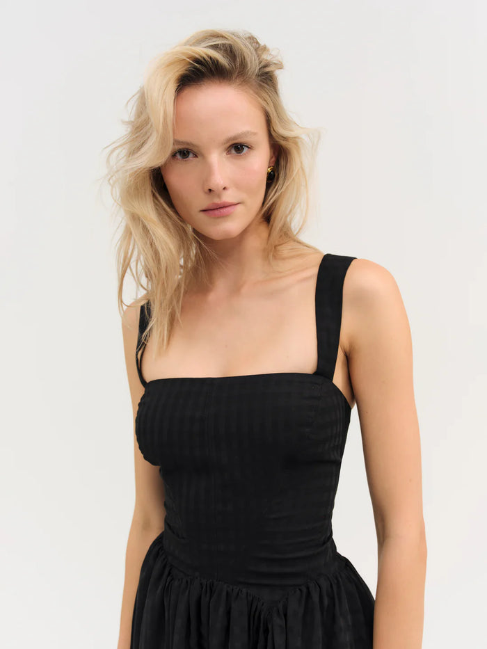 For Love & Lemons Ginny Gingham Mini Dress Black