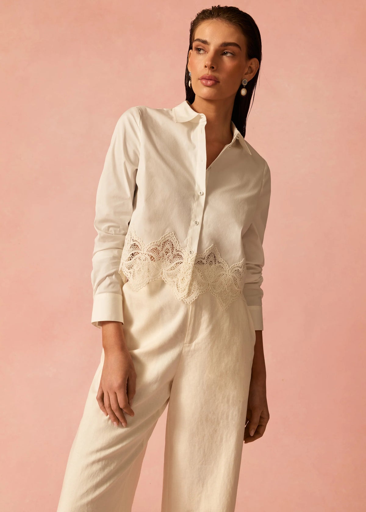 Cami Nyc CIELO CROPPED COTTON POPLIN BLOUSE MACADAMIA