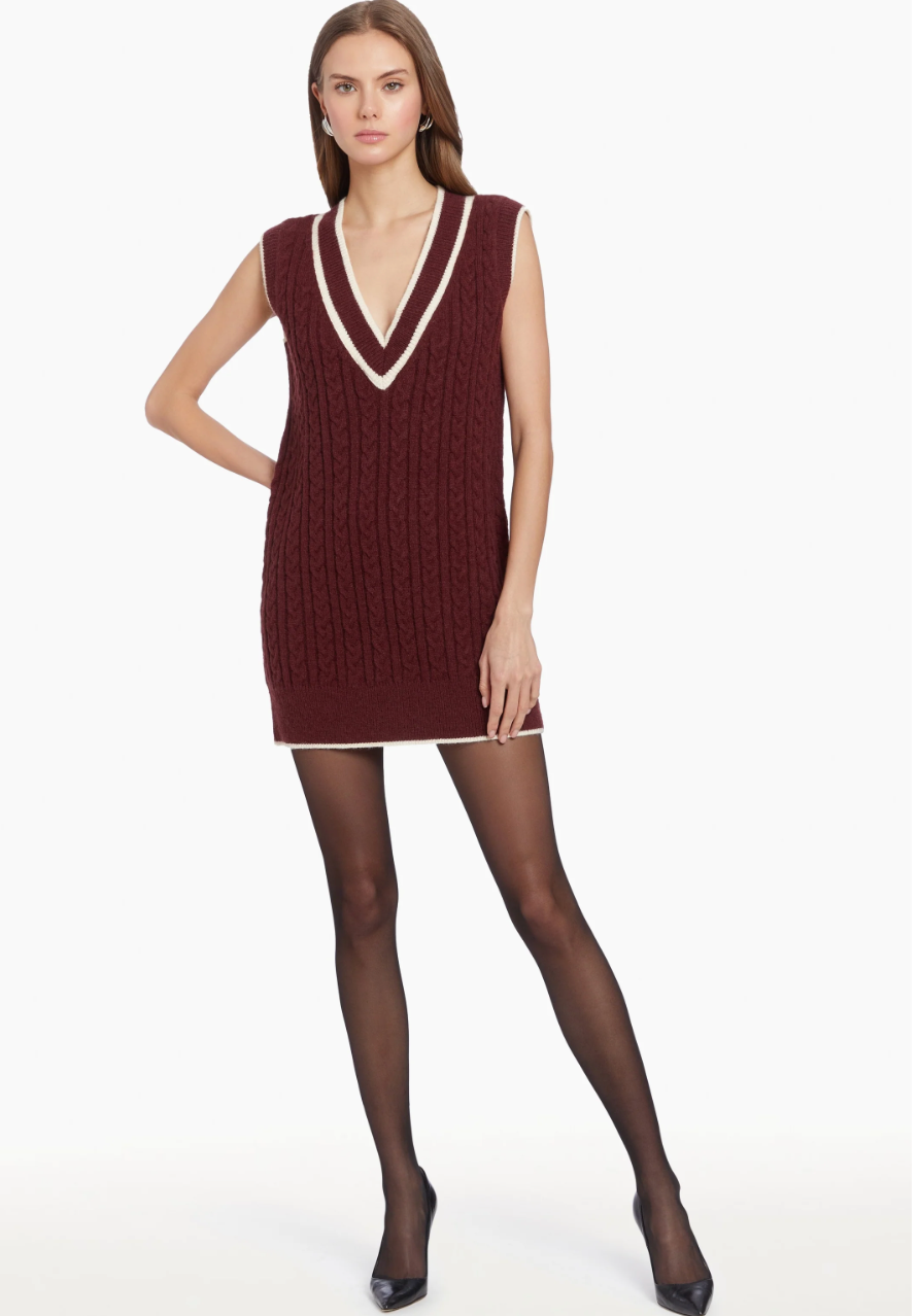 amanda uprichard burgundy dress Amanda Uprichard Maroon Silk Dress from Revolve, worn