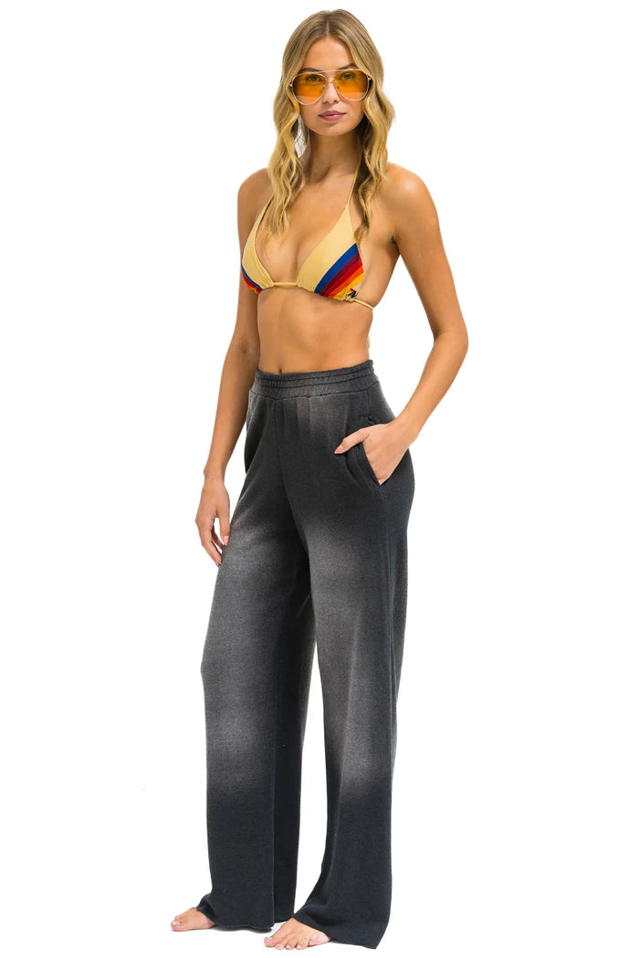 Aviator Nation ESSENTIAL WIDE LEG POCKET SWEATPANTS - FADED SMOKE