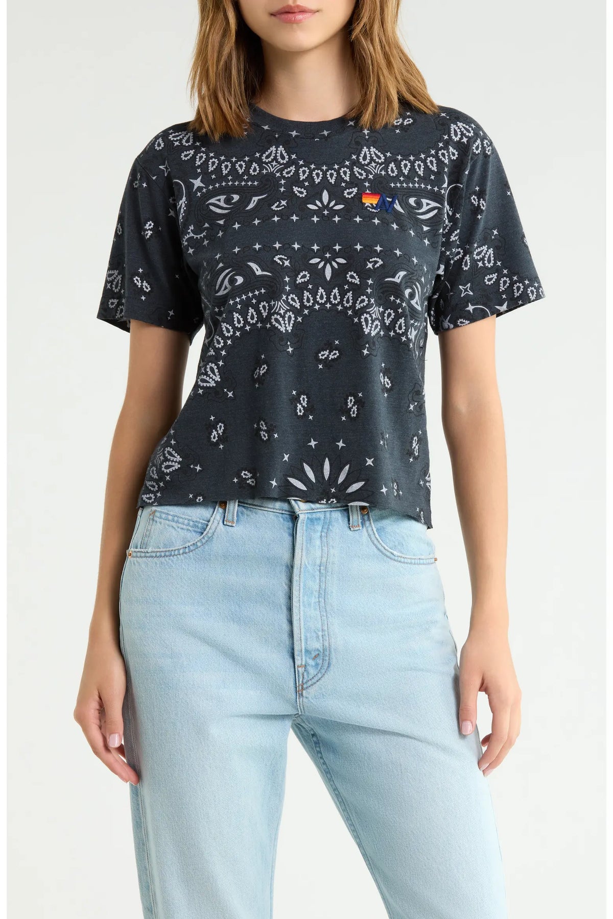 Aviator Nation Bandana Boyfriend T-Shirt  Charcoal