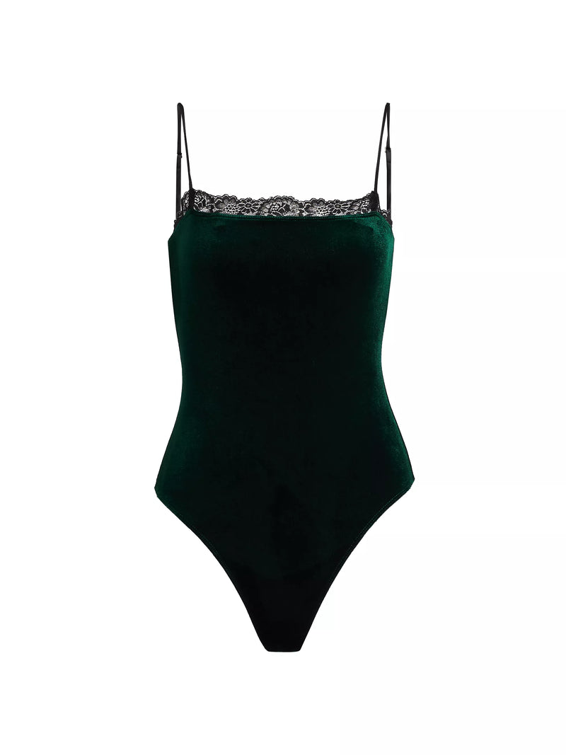 Cami Nyc   Aileen Lace-Trim Velvet Bodysuit Holly