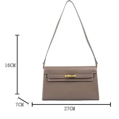 Sook Shoulder Bag with Metallic Locker - Beige