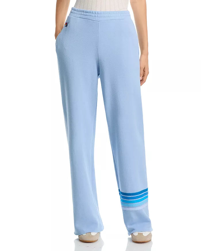 Aviator Nation Rugby Stripe Wide Leg Sweatpants Ice Ice