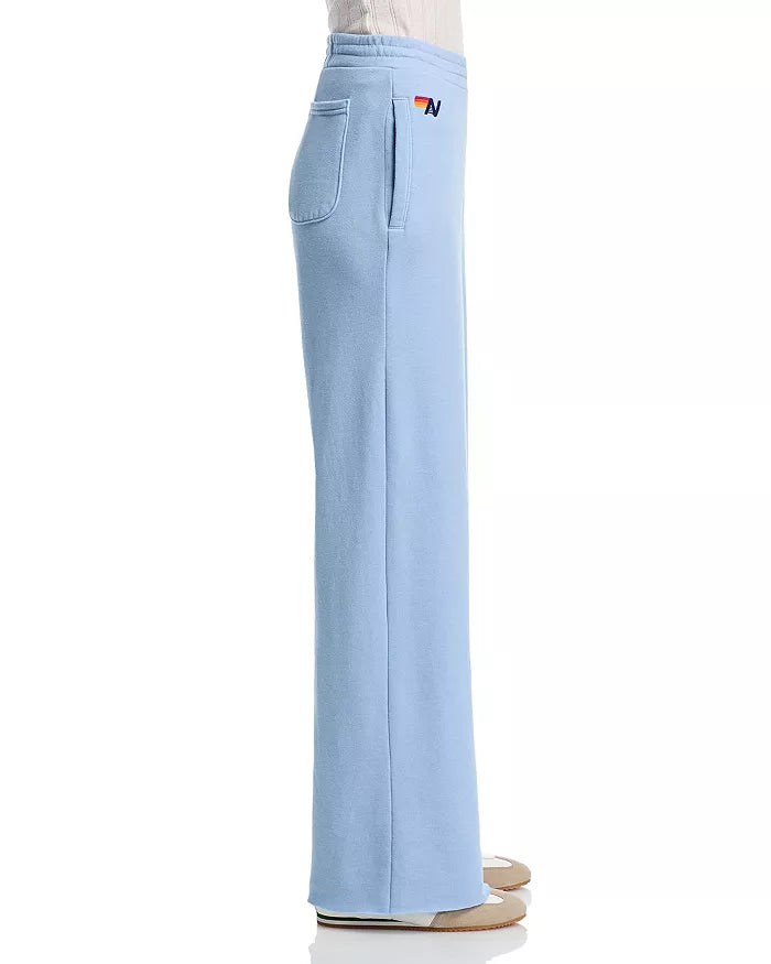 Aviator Nation Rugby Stripe Wide Leg Sweatpants Ice Ice