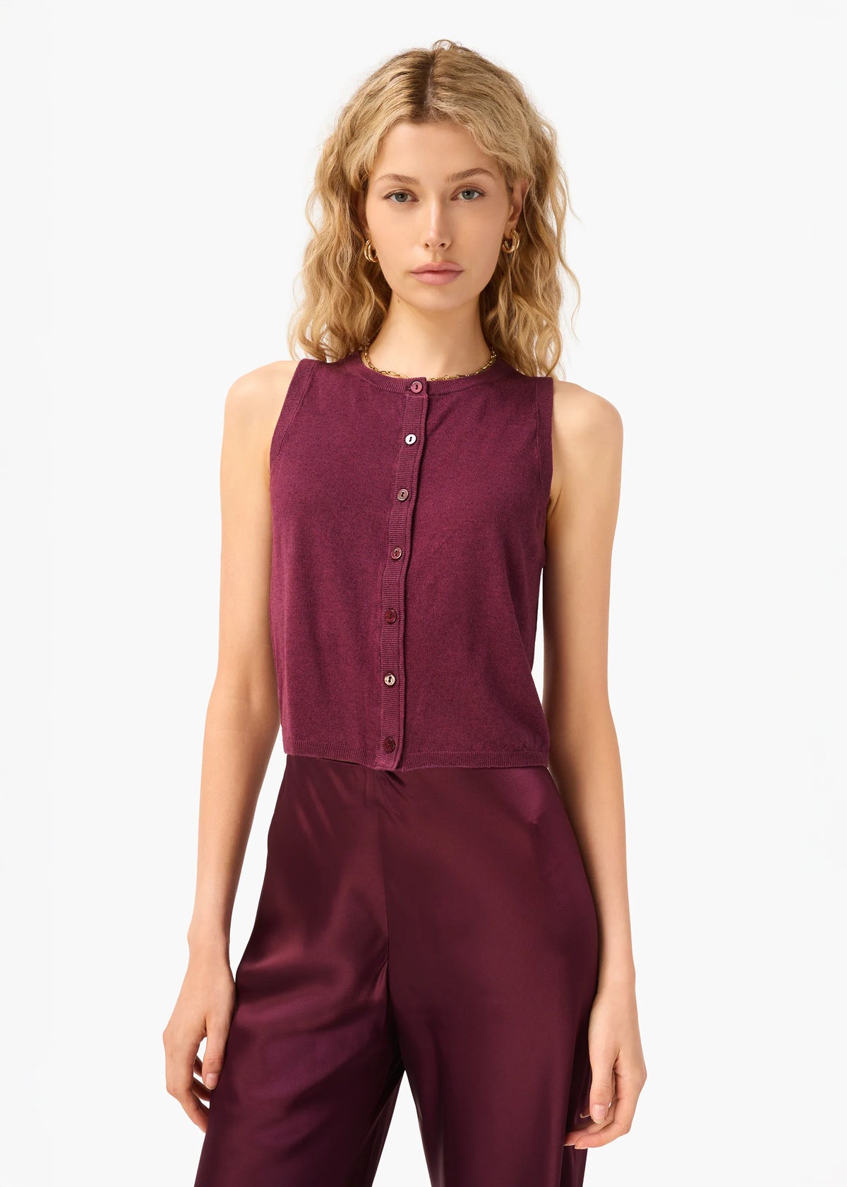 Cami Nyc DIA SILK CASHMERE SWEATER VEST BLACKBERRY