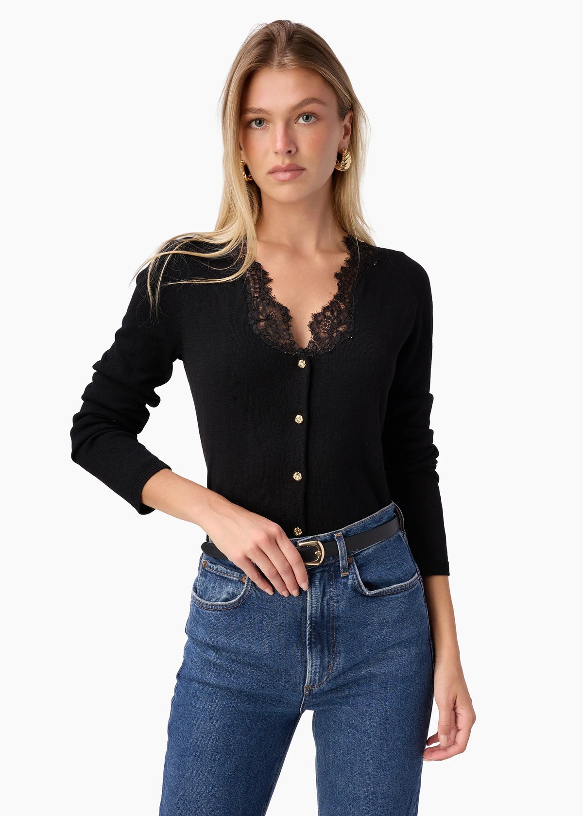CAMI NYC EIRENE LIGHTWEIGHT KNIT CARDIGAN BLACK