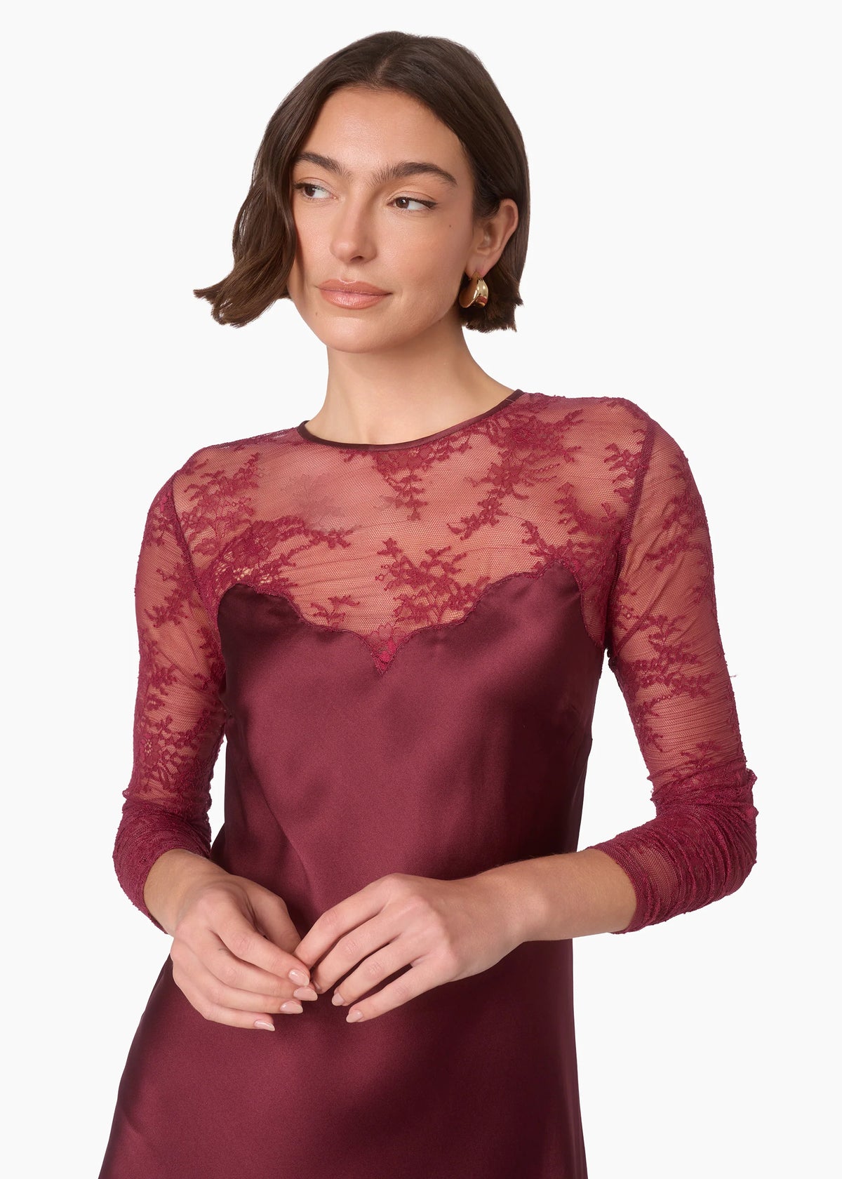 Cami Nyc BEAUREGARD LACE MAXI DRESS DEEP PLUM DELICATE LACE