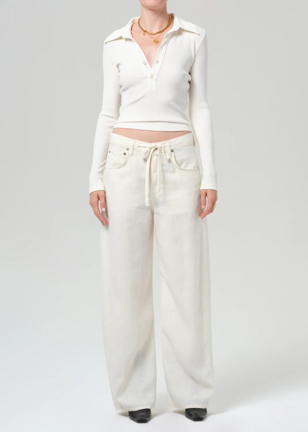 Citizens Of Humanity Brynn Drawstring Linen Trouser In Vanilla