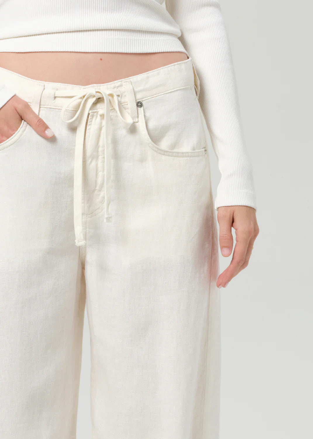 Citizens Of Humanity Brynn Drawstring Linen Trouser In Vanilla