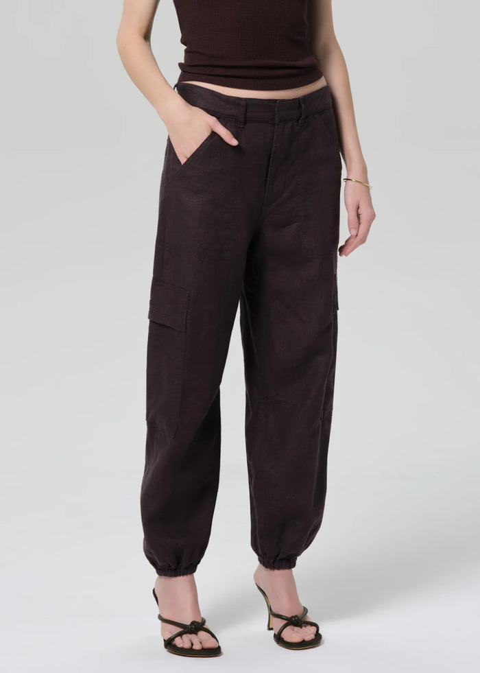 Citizens of Humanity Ciela Linen Balloon Utility In Charcoal