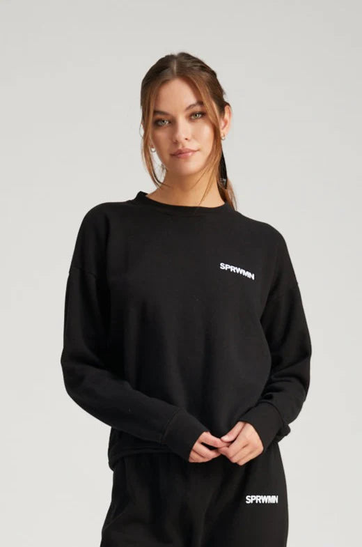 SPRWMN BLACK LOGO SWEATSHIRT