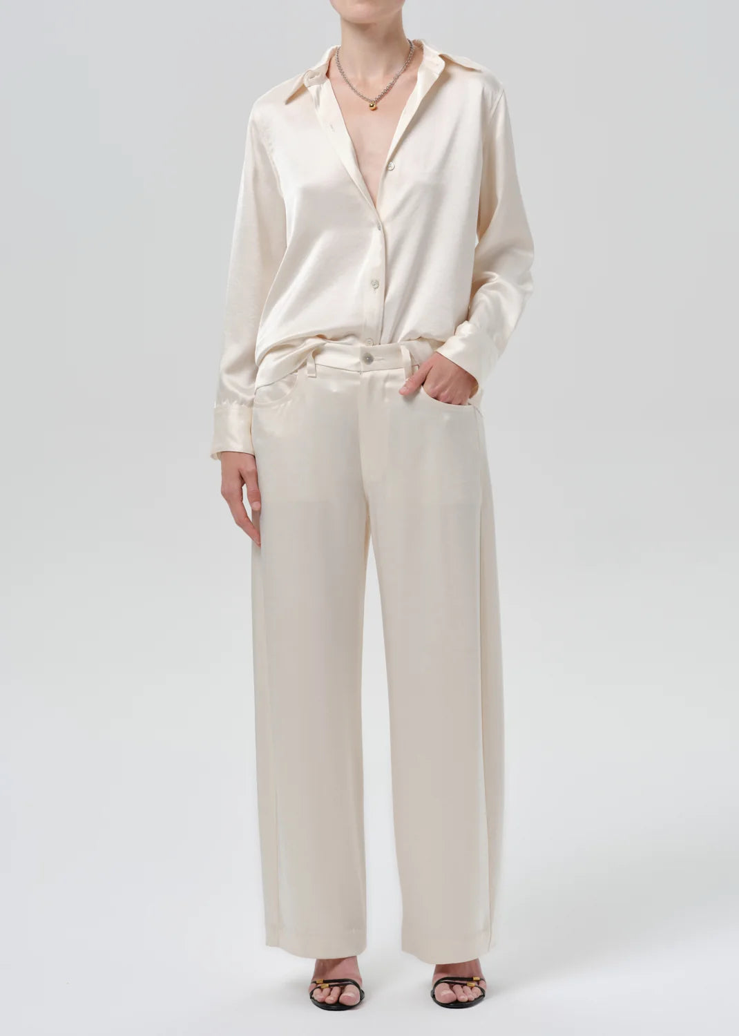 Citizens Of Humanity Brynn Japanese Hammered Satin Trouser In Cream