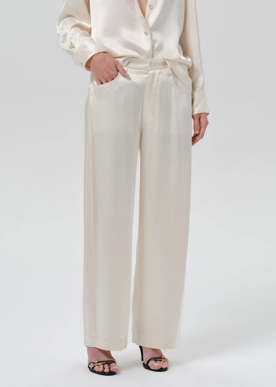 Citizens Of Humanity Brynn Japanese Hammered Satin Trouser In Cream