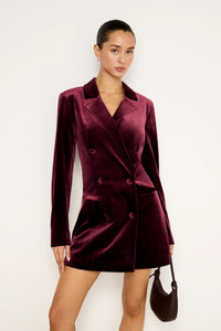 Good American VELVET BLAZER MINI DRESS Oxblood002