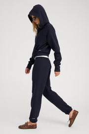 SPRWMN NAVY COTTON MINI LOGO SWEATPANTS