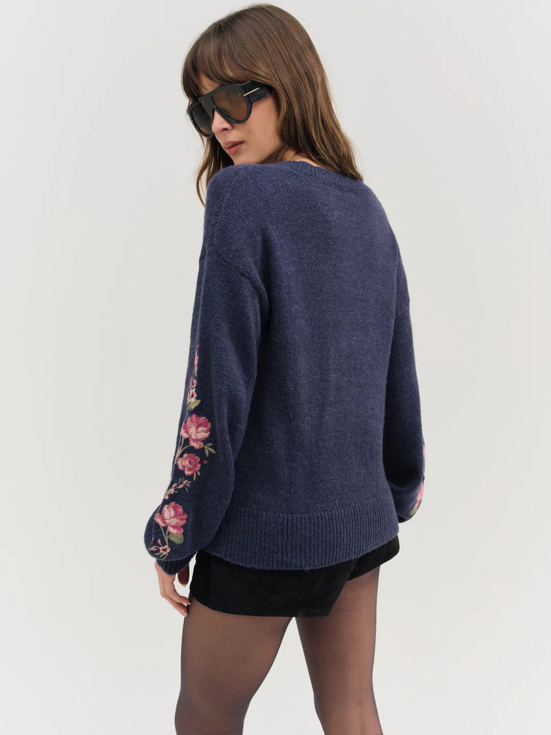 For Love & Lemons Molly Embroidered Pullover Sweater