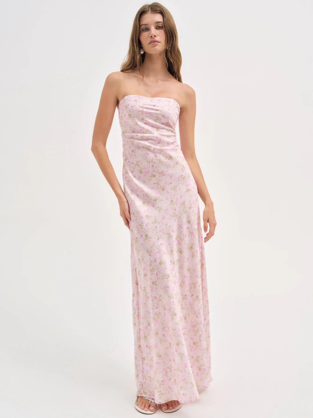 For Love & Lemons Carla Strapless Maxi Dress Pink