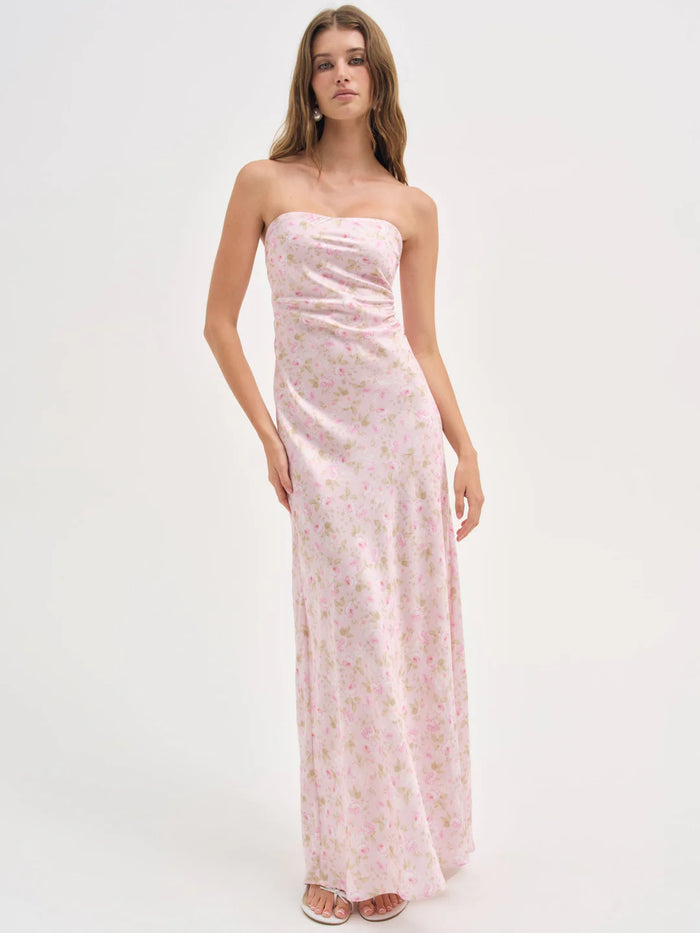 For Love & Lemons Carla Strapless Maxi Dress Pink