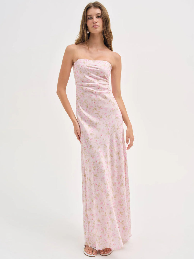 For Love & Lemons Carla Strapless Maxi Dress Pink