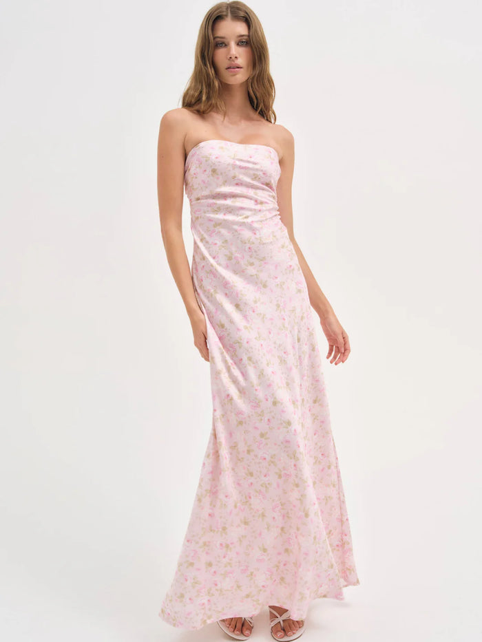 For Love & Lemons Carla Strapless Maxi Dress Pink