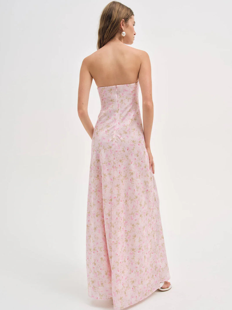 For Love & Lemons Carla Strapless Maxi Dress Pink