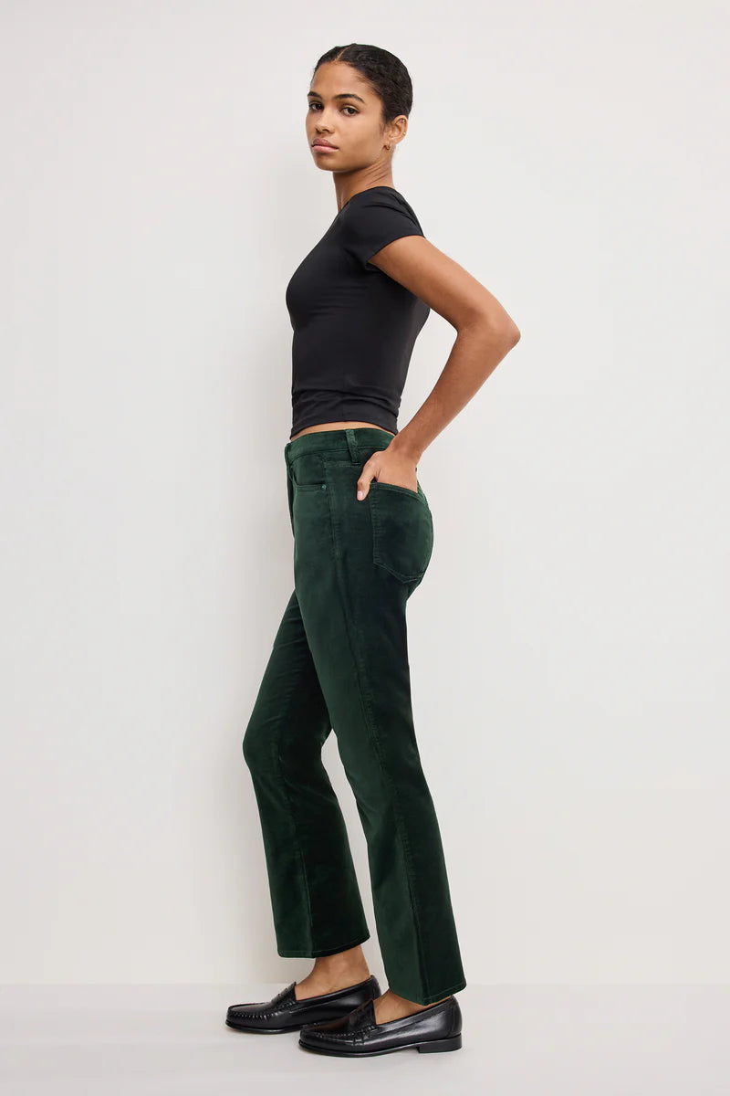 Good American Velvet Good High Rise Kick Flare Pants Pine green003