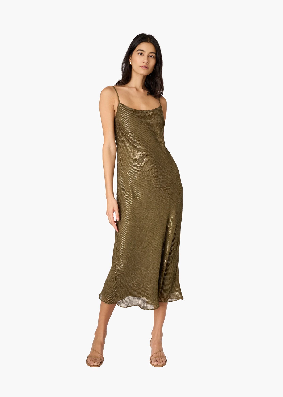 Cami NYC Luanna Metallic Chiffon Midi Dress Grove