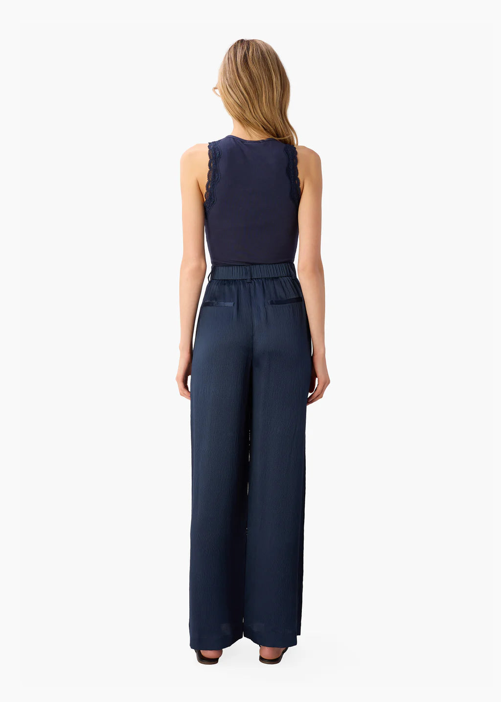 Cami NYC Kyley High Rise Hammered Silk Pant Moody Blue
