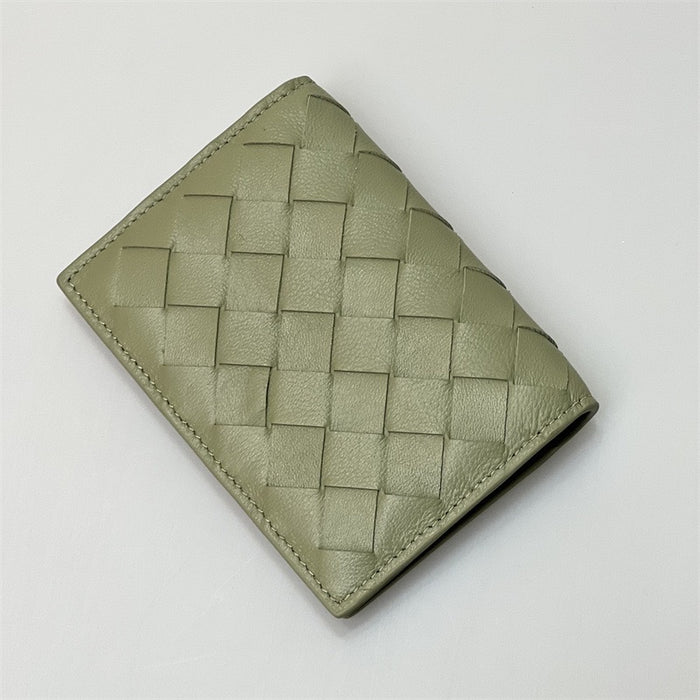 SOOK STAINABLE Genuine Leather Twill Woven Wallet GREEN