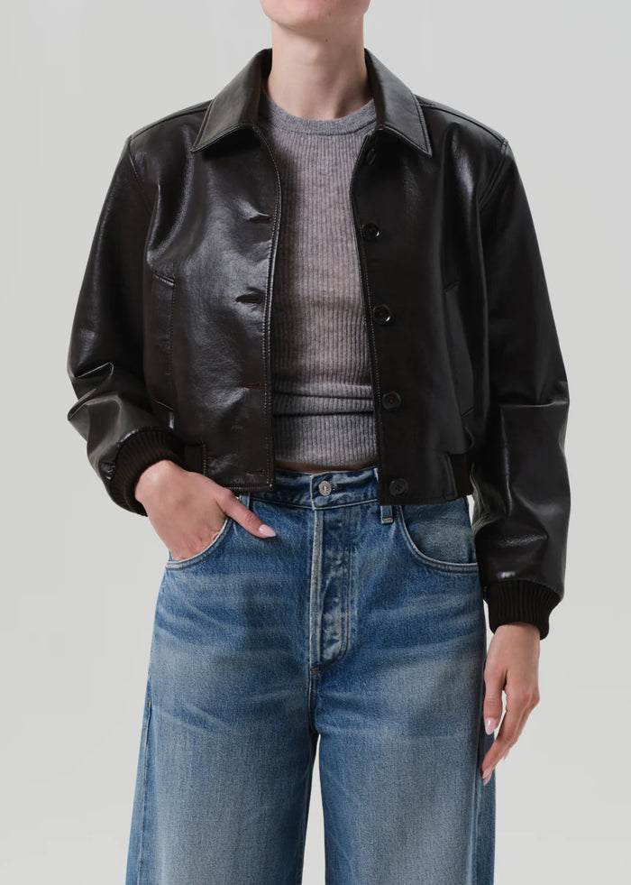 Citizens of Humanity Lola Bomber Recycled Leather In Brown