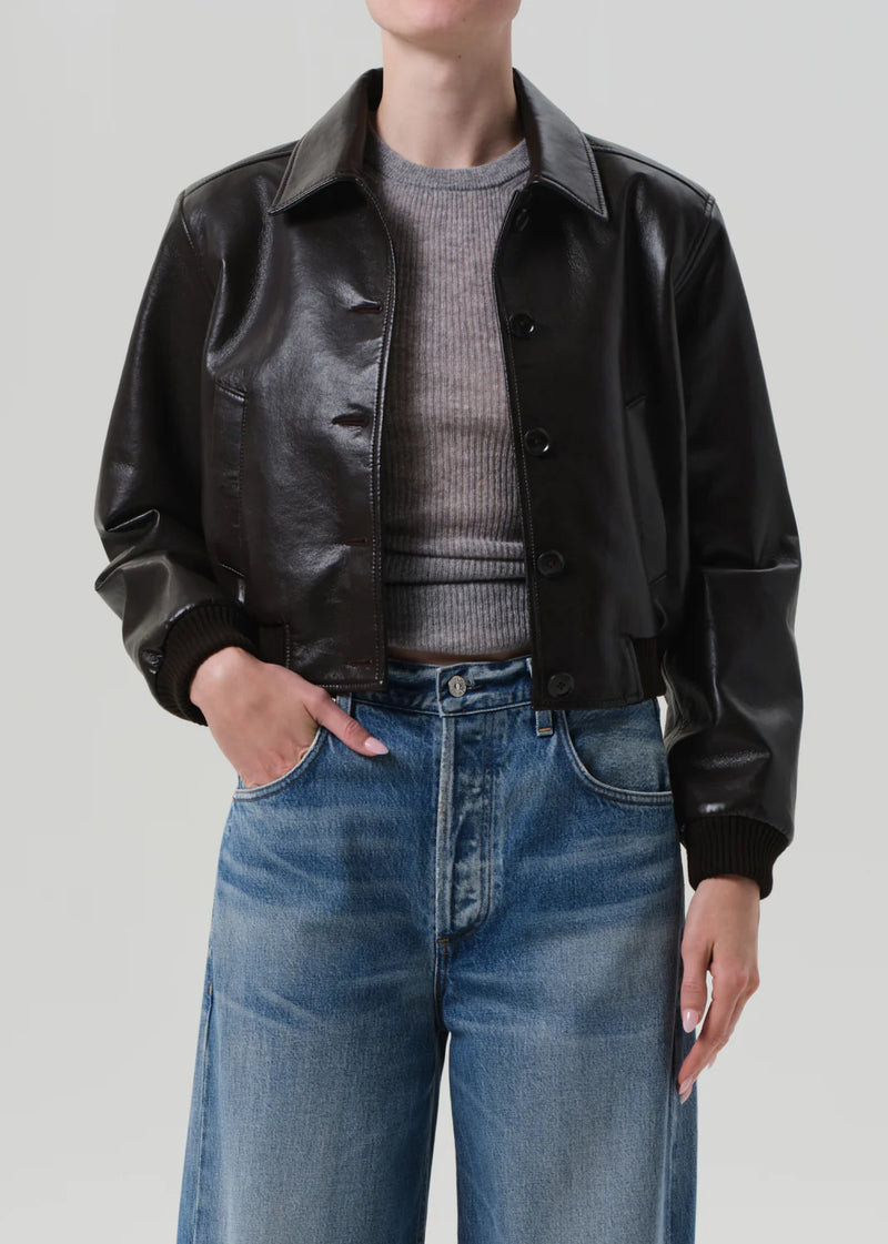 Citizens of Humanity Lola Bomber Recycled Leather In Brown