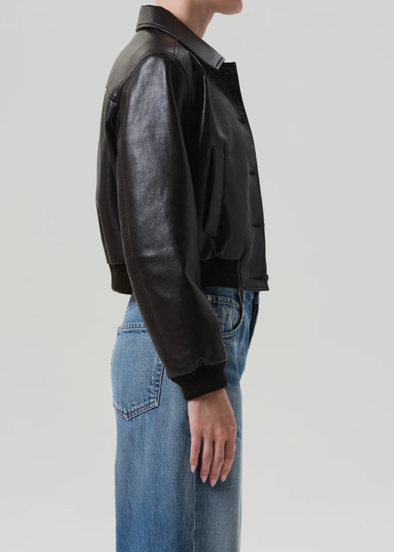 Citizens of Humanity Lola Bomber Recycled Leather In Brown