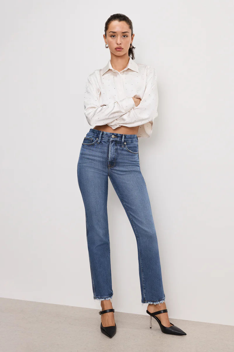 Good American SOFT-TECH GOOD CURVE STRAIGHT JEANS Indigo737