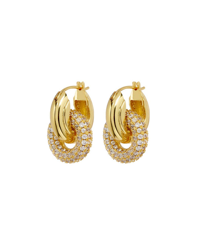 Luv AJ - Pave Interlock Hoops- Gold
