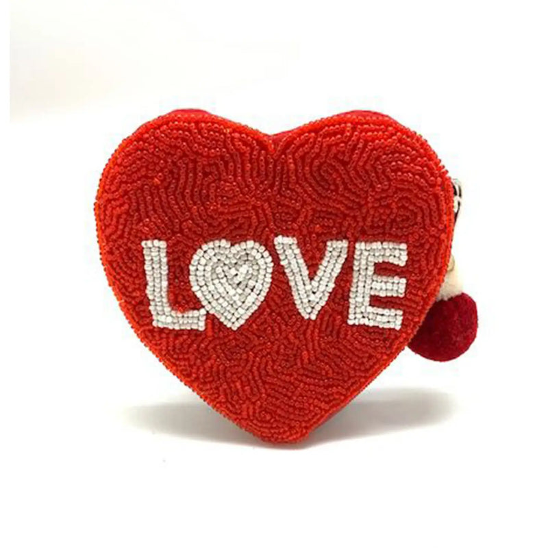 Concepts Reno Heart Beaded Coin Purse RED LOVE