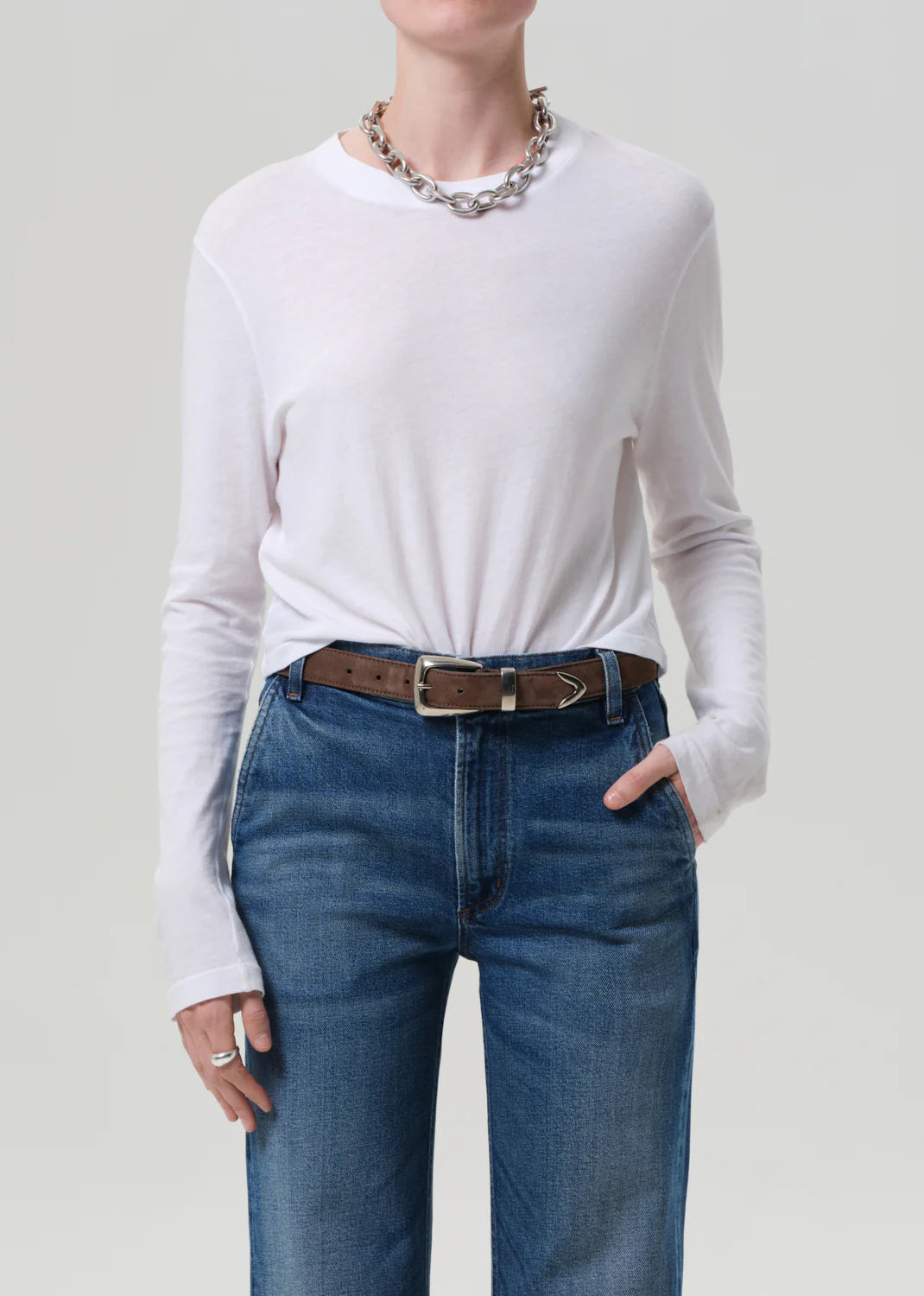 Citizens of Humanity Sabine Cropped Long Sleeve In White