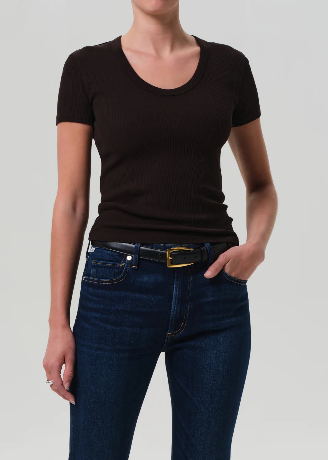 Citizens of Humanity Maude U Neck Tee In Chocolate or White