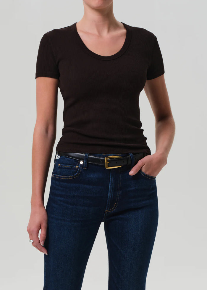 Citizens of Humanity Maude U Neck Tee In Chocolate or White