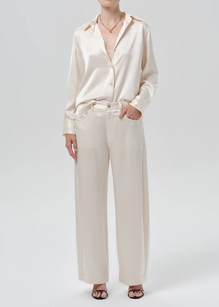 Citizens Of Humanity Tullah Japanese Hammered Satin Shirt In Cream