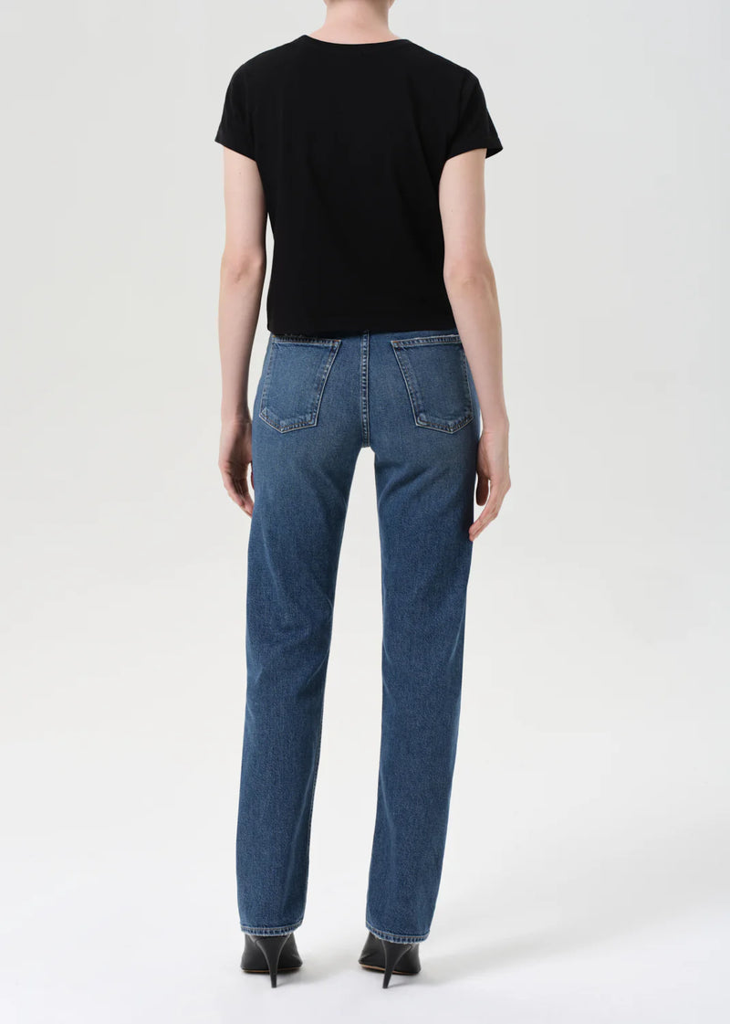 AGOLDE 90'S PINCH WAIST HIGH RISE STRAIGHT LONG (COMFORT STRETCH) IN OVERCAST
