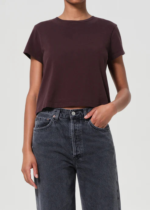AGOLDE ADINE SHRUNKEN TEE - ROOT