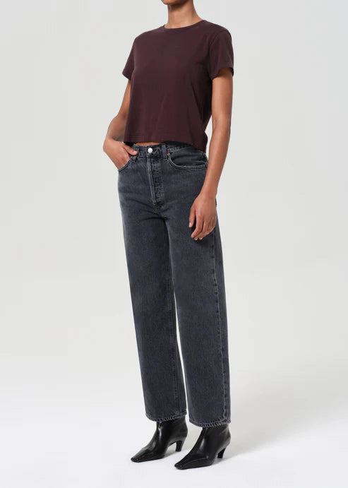 AGOLDE ADINE SHRUNKEN TEE - ROOT
