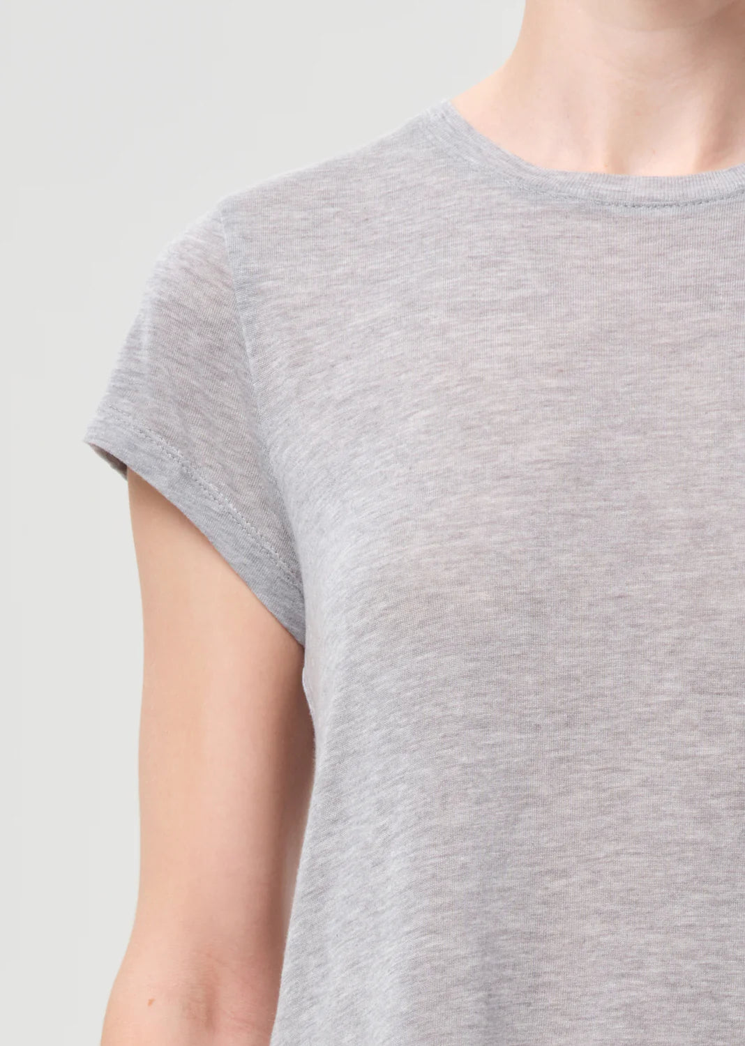 Agolde ADINE SHRUNKEN TEE IN GREY HEATHER
