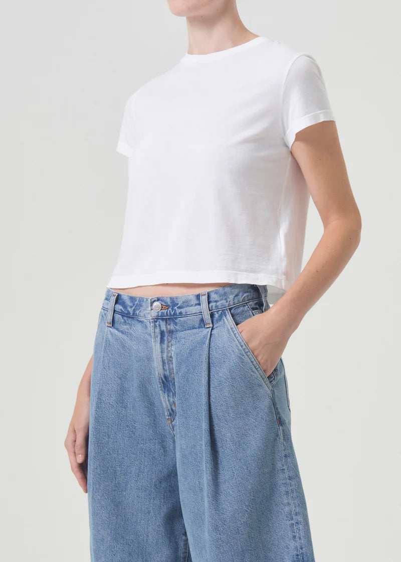 AGOLDE ADINE SHRUNKEN TEE  IN WHITE