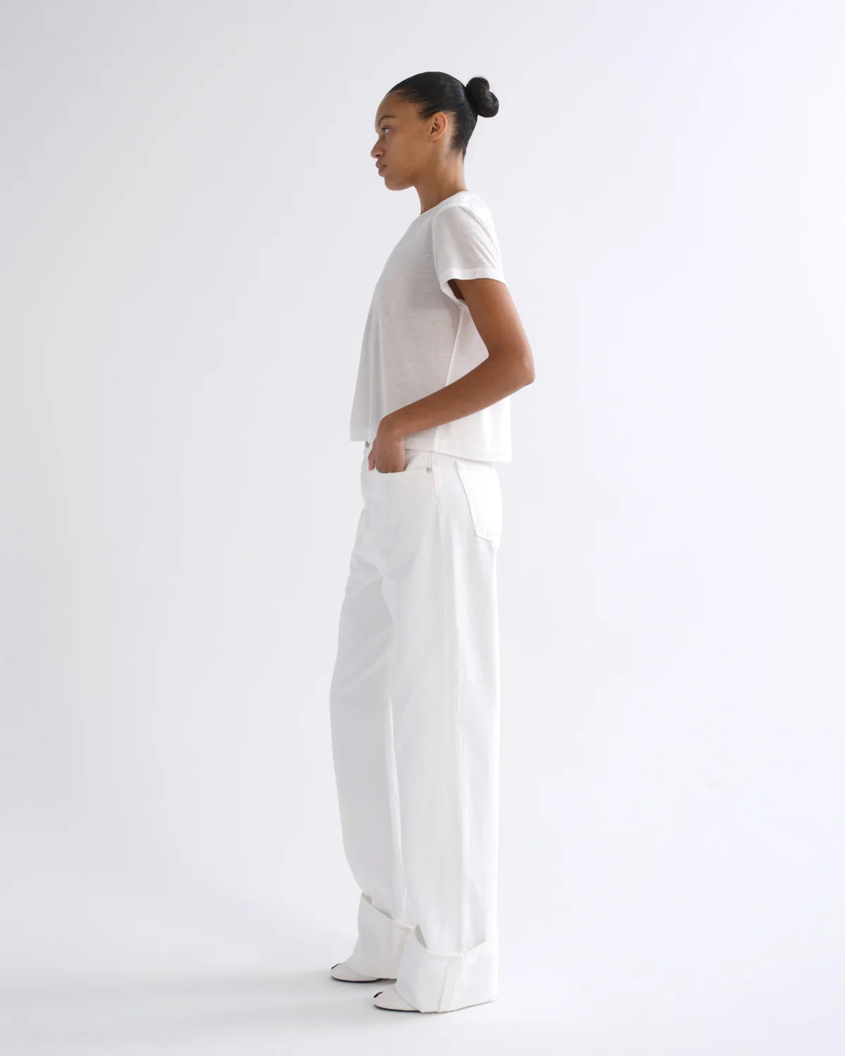 Agolde ADINE SHRUNKEN TEE (TENCEL JERSEY) Gesso