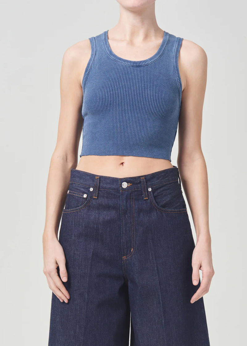 AGOLDE CROPPED POPPY TANK IN INDIGO