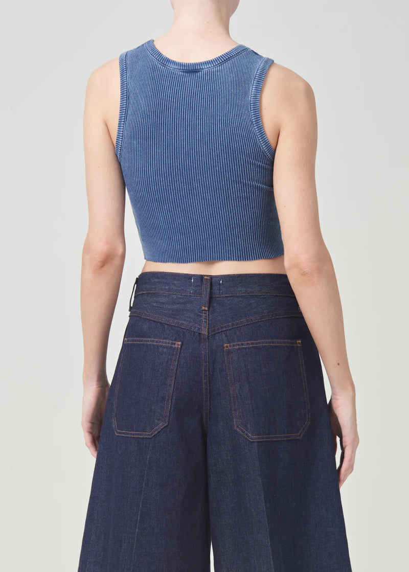 AGOLDE CROPPED POPPY TANK IN INDIGO
