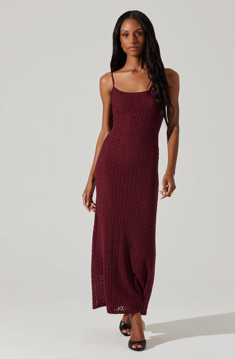 ASTR Renaisse Textured Maxi Dress Plum